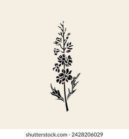 Flacher Vektor Delphinium von Larkspur Blume Illustration
