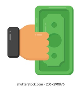 Eine flache Vektorgrafik, die Geld spendet, eine Bestechungssymbol