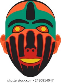 Flaches Vektordesign einer Maske für afrikanische Stämme 