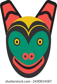 A flat vector design of African tribal mask face mask 