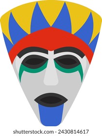 Un diseño de vector plano de máscara de cara de máscara tribal africana 