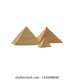 Flat vector design of Ancient Egyptian pyramids. Famous monumental structure in Egypt. Landscape element for mobile game