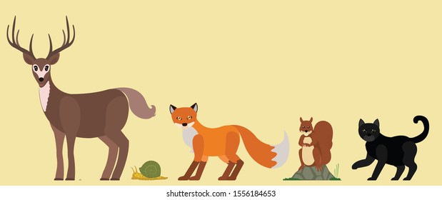 Flat vector design of autumn wild animals