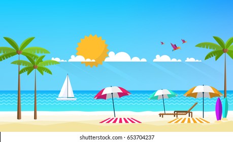 Flat Vector Design of Beach Landscape.