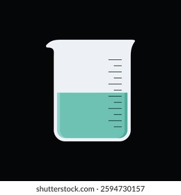 Flat vector design of a beaker isolated on a black background