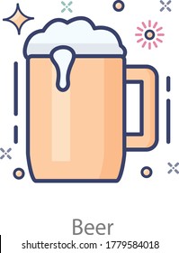 Flat vector design of beer mug, editable icon.