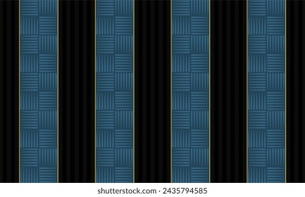 Flat vector design with blue and black concept, vertical stripes with woven and striped motifs.