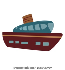 Flat vector design of cartoon Ship vector illustration isolated on white background