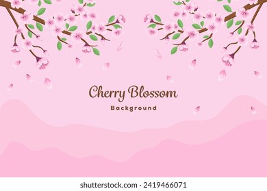 flat vector design cherry blossom background illustration