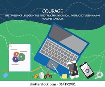 Flat vector design concept illustration for business motivation and career.  Concepts for set the right goals and make creative idea in business.