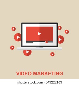 Flat Vector Design Concept  of Video Marketing 