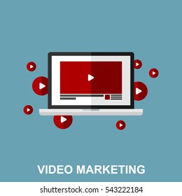 Flat Vector Design Concept  of Video Marketing 