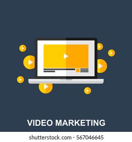 Flat Vector Design Concept of Video Marketing