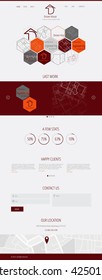 Flat vector design D dream house real estate company web landing page with D company logo, illustrations and icons