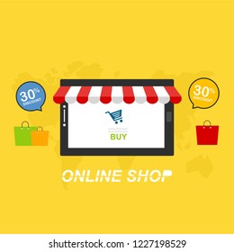 Flat vector design with e-commerce and online shopping icons and elements for mobile story. Symbols of shop, online payment, customer service and delivery