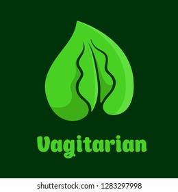 Flat Vector Design Element. Concept Logo: Eco-friendly image of a green leaf in the form of a vagina