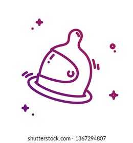 Flat vector design element for cosmonautics day. Concept logo: Space helmet in the form of a condom