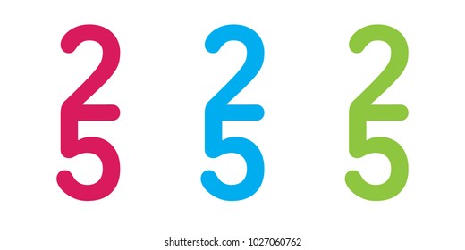 Flat Vector Design Element. Figure 25. Combined numbers 2 and 5