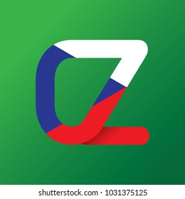 Flat Vector Design Element. Monogram CZ is the national level domain for the Czech Republic.