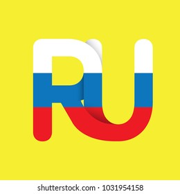Flat Vector Design Element. Monogram RU is the national level domain for the Russian Federation.