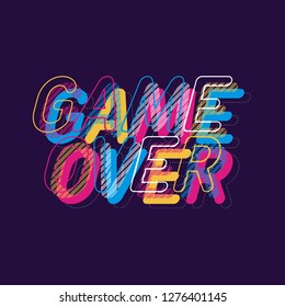 Flat Vector Design Element. Multicolored Phrase: Game Over