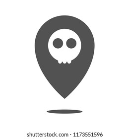 Flat Vector Design Elements: Icon for Halloween. Icon of location with a skull
