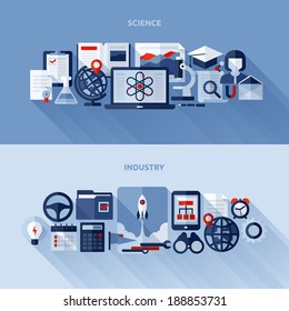 Flat vector design elements of science and industry