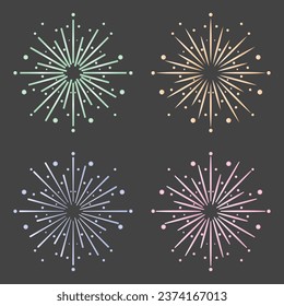 Flat vector design fireworks explosion cartoon element set. fireworks mascot icon set