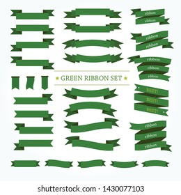 Flat Vector Design Green Ribbons Set Stock Vector (Royalty Free ...