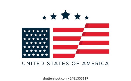 Ilustración de diseño de Vector plano de la bandera nacional estadounidense para Elementos de diseño de Anuncio, afiches de campaña del gobierno. Elementos de diseño. Bandera estadounidense. símbolo de la bandera de Estados Unidos