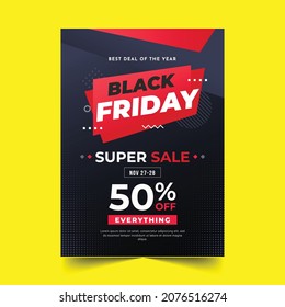 flat vector design illustration black friday flyer template