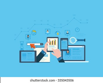 Flat vector design illustration concept for project management and application development. Concept to building successful business