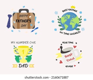 Flat vector design illustration of father's day label set. Can be used for badges, logos, stickers, or free elements