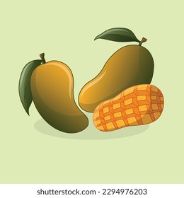 flaches Vektordesign, Illustration einer frischen reifen Mango