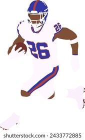 Flat Vector Design Illustration of Rugby Player Going to Run the Ball