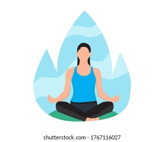 Flat vector design illustration of yoga meditation