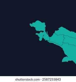 flat vector design with map of papua, indonesia, turquoise color