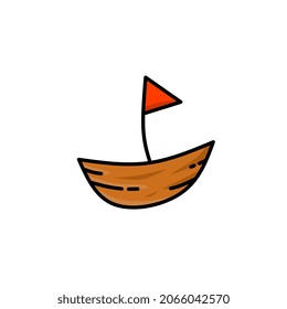 Flat vector design on sailboat object and can be called logo design