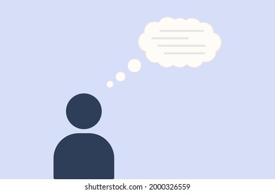 Flat vector design of a person thinking, planning, reflection about work business or thinking about an idea chat balloon thinking, thinking vector