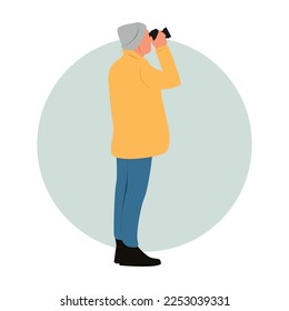 Flat vector design of photographer. Vector cartoon character
