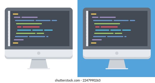 Flat vector design of Programming and engineering development. Programmer or developer create code programming language, Vector illustration of website, programming, develop, developer