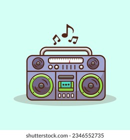 flat vector design radio boombox retro