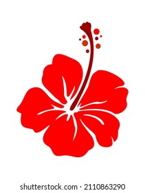 Flat vector design of a red hibiscus flower. 