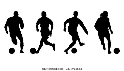 flat vector design set of silhouettes of football players, dribbling. football matches, national sports, football wallpapers. can be used as wallpaper and wall displays. sport day