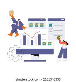 Flat vector design statistical and Data analysis for business finance investment concept. Flat vector illustration isolated on white background