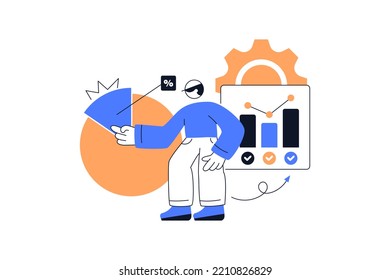 Flat vector design statistical and Data analysis for business finance investment concept. Flat vector illustration isolated on white background