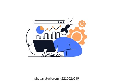 Flat vector design statistical and Data analysis for business finance investment concept. Flat vector illustration isolated on white background