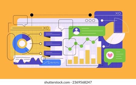 Flat vector design statistical and Data analysis for business finance investment concept. Flat vector illustration