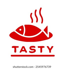 Flat vector design template element for business logos and brand promotion.Red. Outlet. snack bar hot fish