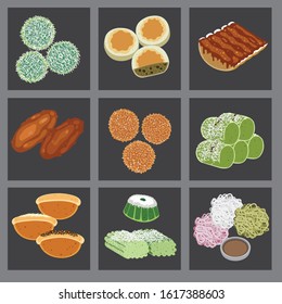 flat vector design of traditional cakes